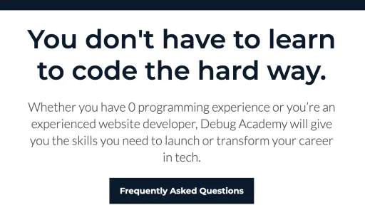 Website image with text "You don't have to learn to code the hard way."